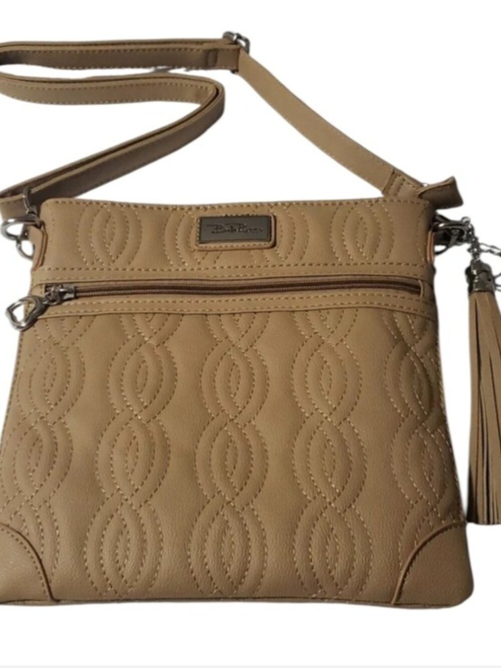 Bella Russo Quilted Taupe Crossbody Purse